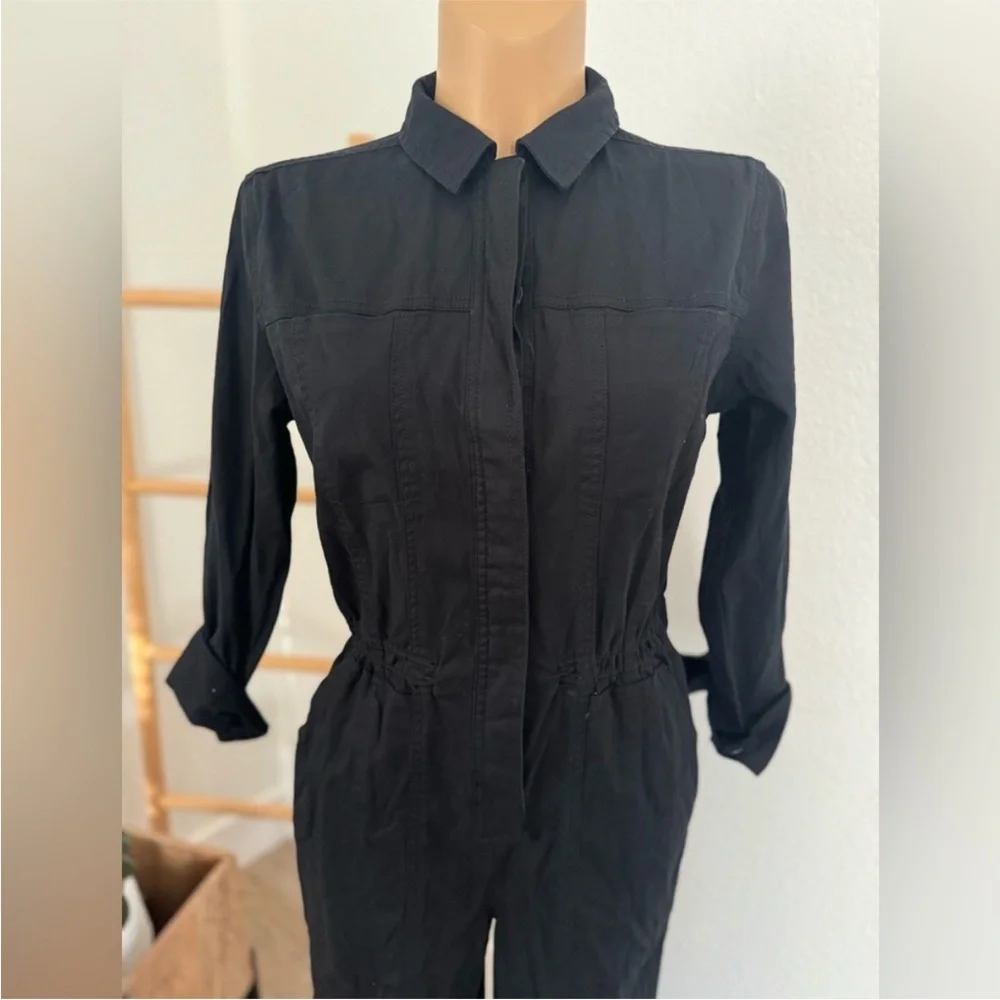 Universal Thread Women's Black Long Sleeve Button-Front Coveralls Jumpsuit 10 - Picture 5 of 6